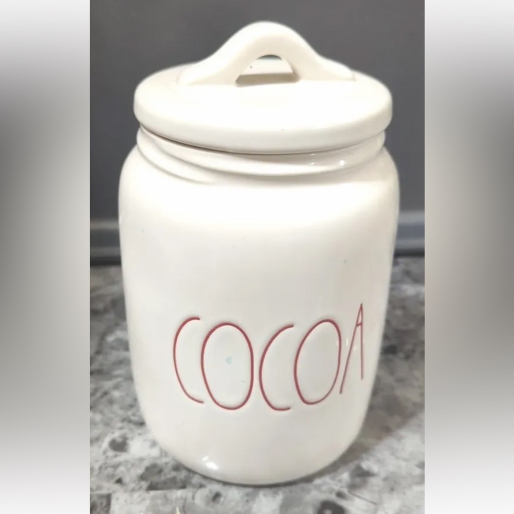 NWOT Rae Dunn Cocoa White canister RARE HTF VHTF